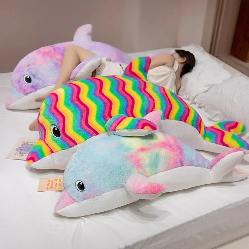 Vibrant Galaxy Rainbow Dolphin Plush Toys