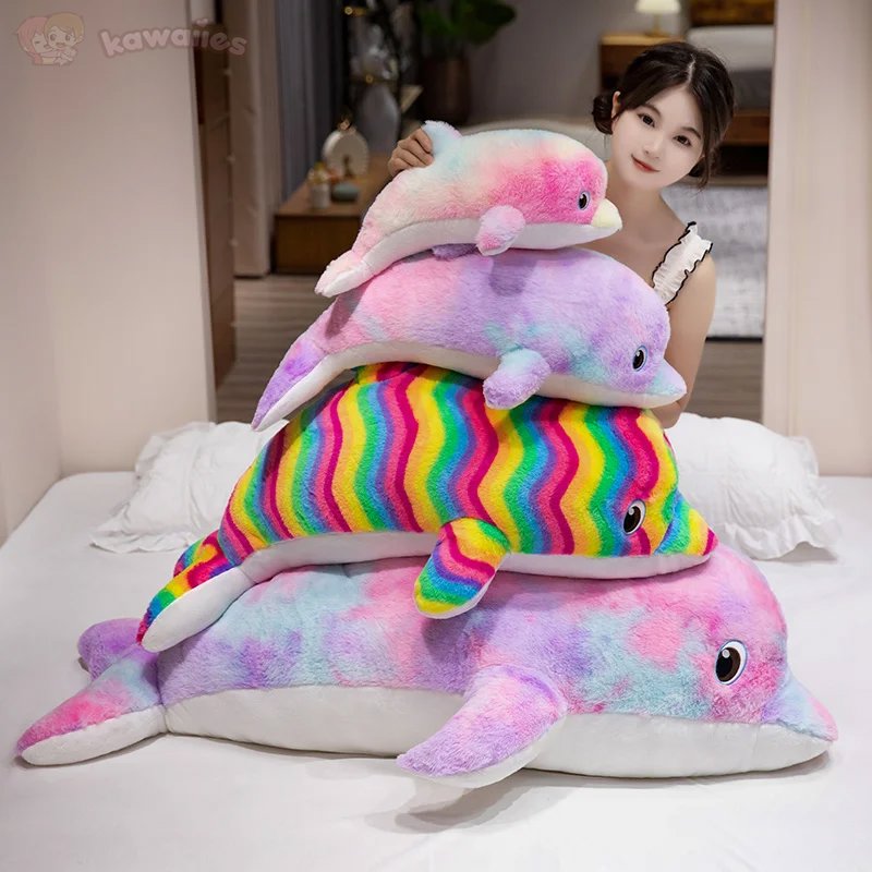 Vibrant Galaxy Rainbow Dolphin Plush Toys