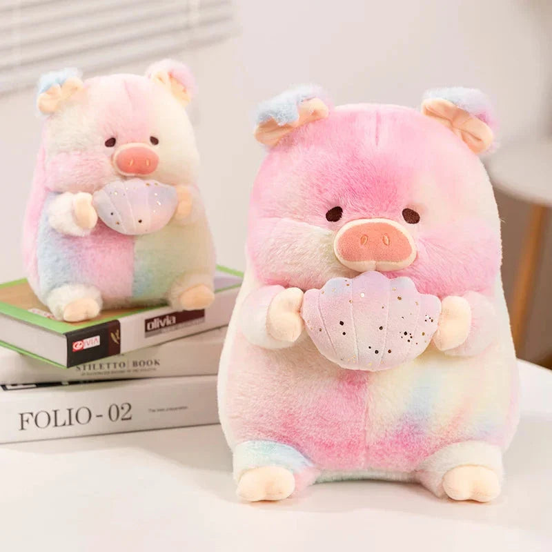 Sparkling Galaxy Rainbow Pig Plushie with Shell