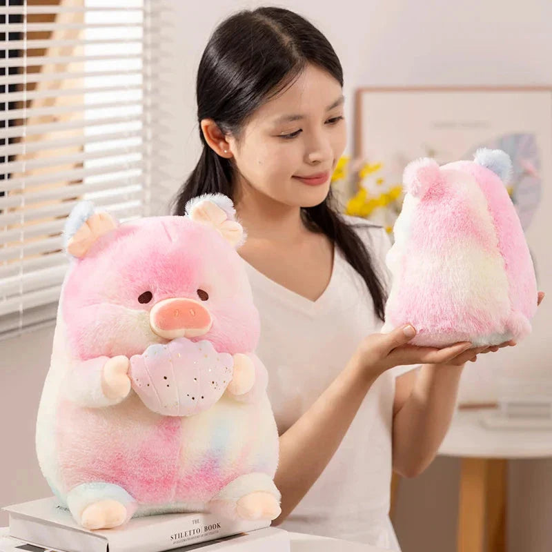 Sparkling Galaxy Rainbow Pig Plushie with Shell