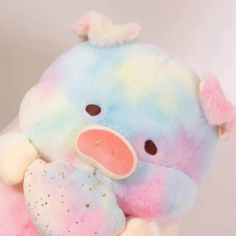 Sparkling Galaxy Rainbow Pig Plushie with Shell