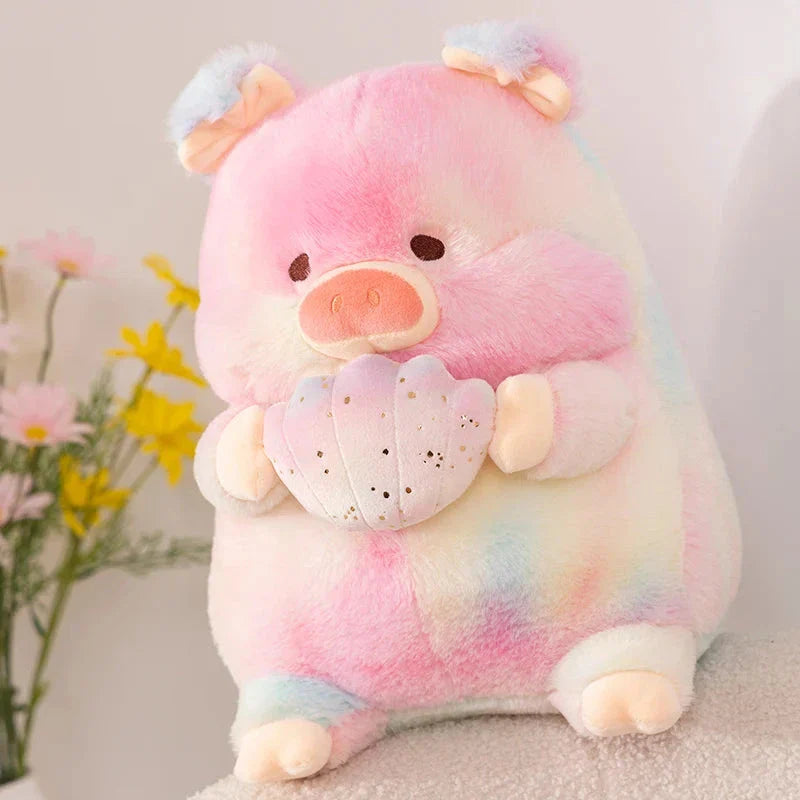 Sparkling Galaxy Rainbow Pig Plushie with Shell