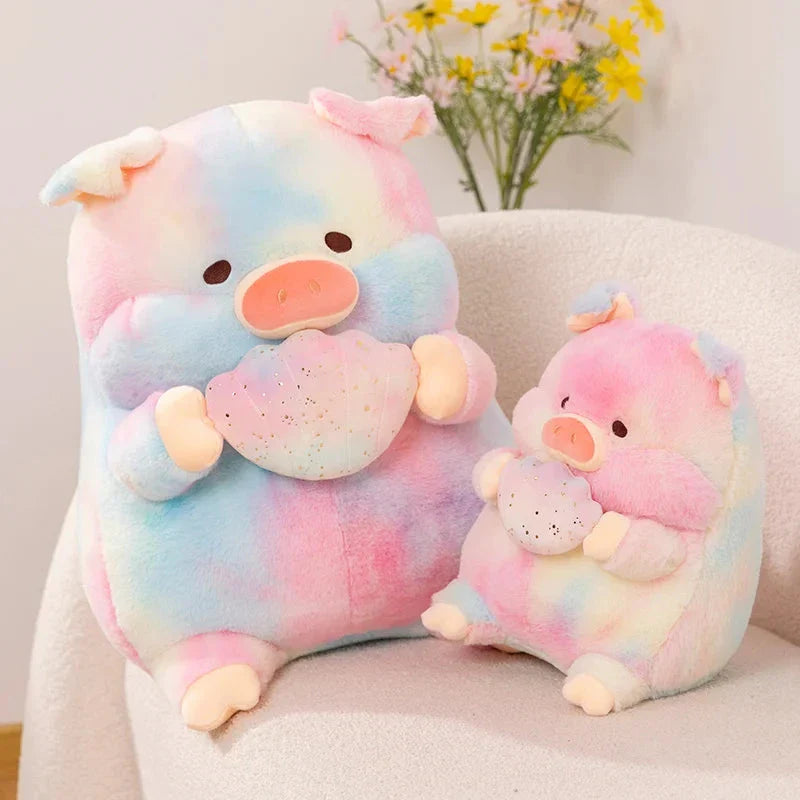 Sparkling Galaxy Rainbow Pig Plushie with Shell