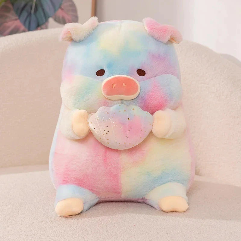 Sparkling Galaxy Rainbow Pig Plushie with Shell