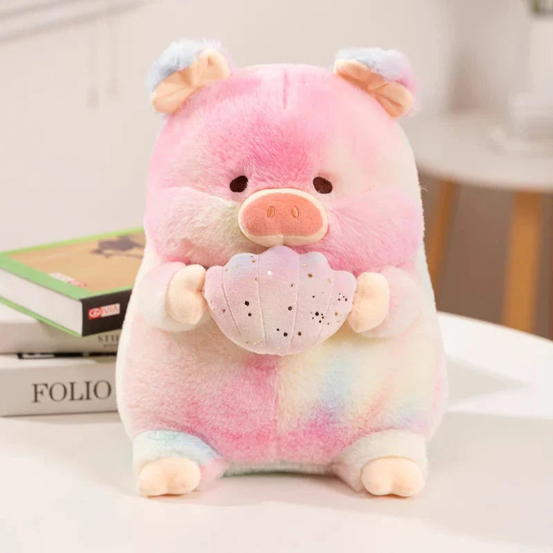 Sparkling Galaxy Rainbow Pig Plushie with Shell