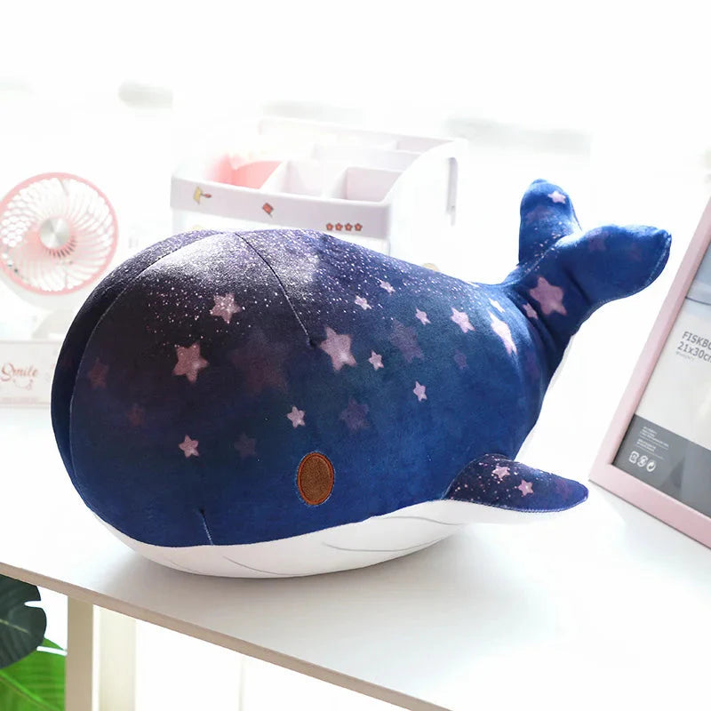 Adorable Galaxy-Inspired Kawaii Blue and Pink Whale Plush Toys