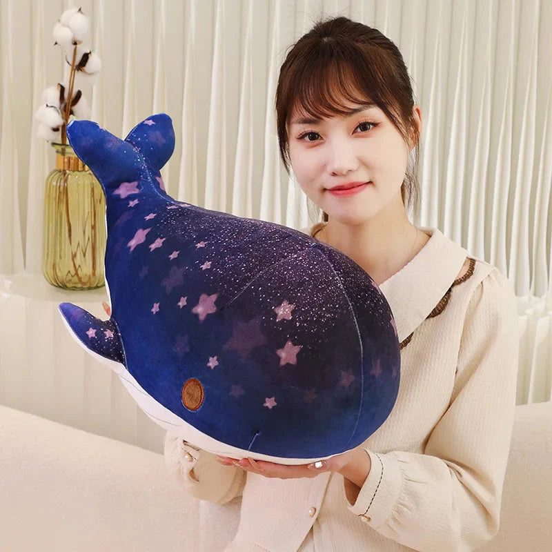 Adorable Galaxy-Inspired Kawaii Blue and Pink Whale Plush Toys