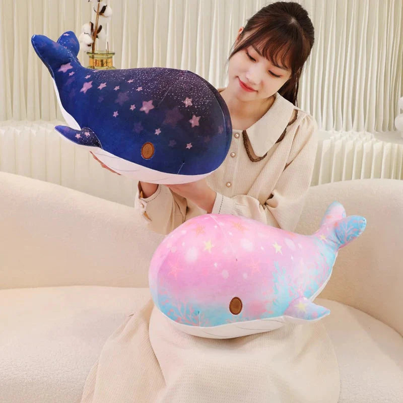Adorable Galaxy-Inspired Kawaii Blue and Pink Whale Plush Toys