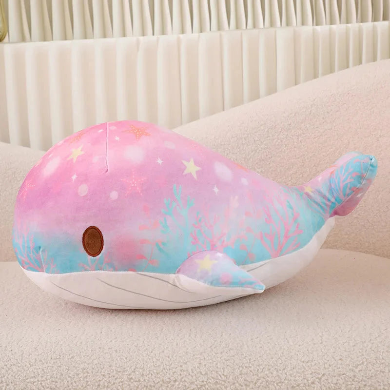 Adorable Galaxy-Inspired Kawaii Blue and Pink Whale Plush Toys