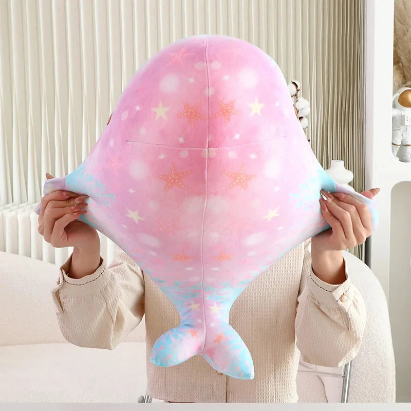 Adorable Galaxy-Inspired Kawaii Blue and Pink Whale Plush Toys