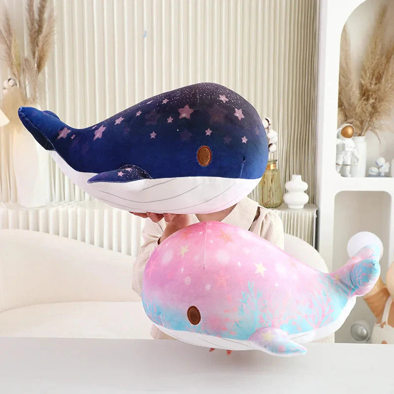 Adorable Galaxy-Inspired Kawaii Blue and Pink Whale Plush Toys
