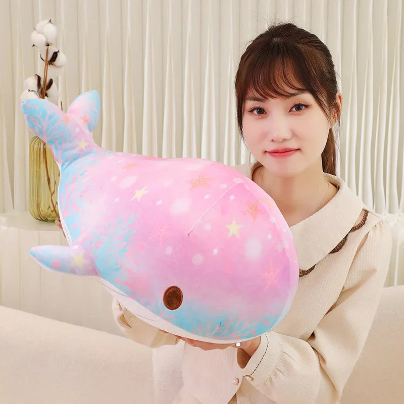 Adorable Galaxy-Inspired Kawaii Blue and Pink Whale Plush Toys