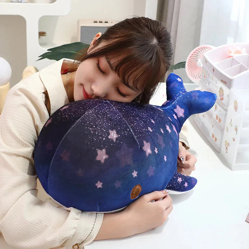 Adorable Galaxy-Inspired Kawaii Blue and Pink Whale Plush Toys