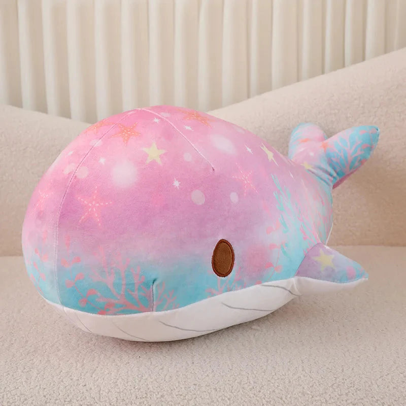 Adorable Galaxy-Inspired Kawaii Blue and Pink Whale Plush Toys