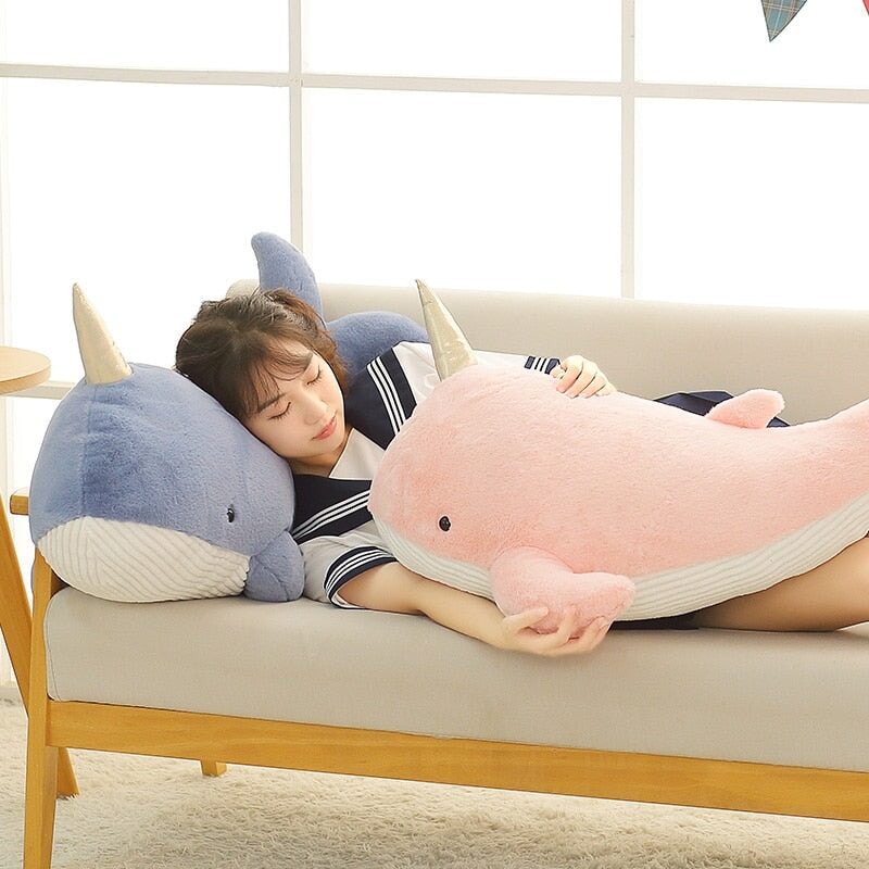 Adorable Giant Blue and Pink Narwhal Plush Toys