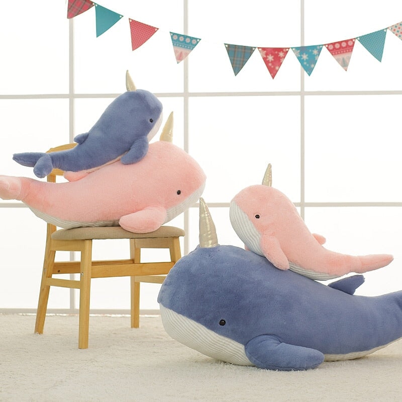 Adorable Giant Blue and Pink Narwhal Plush Toys