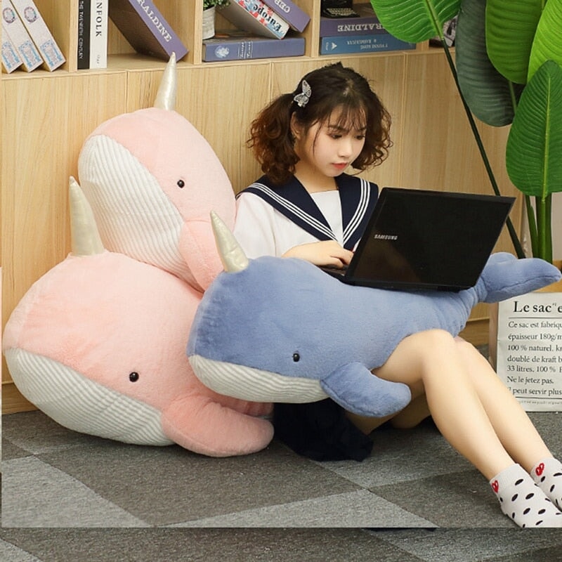Adorable Giant Blue and Pink Narwhal Plush Toys