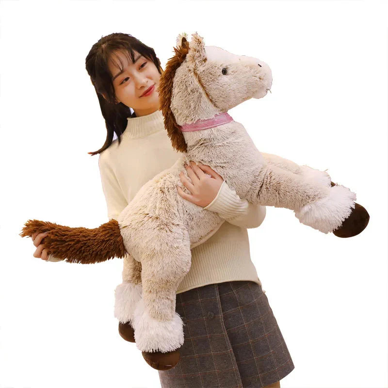 Luxuriously Soft and Adorable Giant Brown and Gray Horse Plush Toy