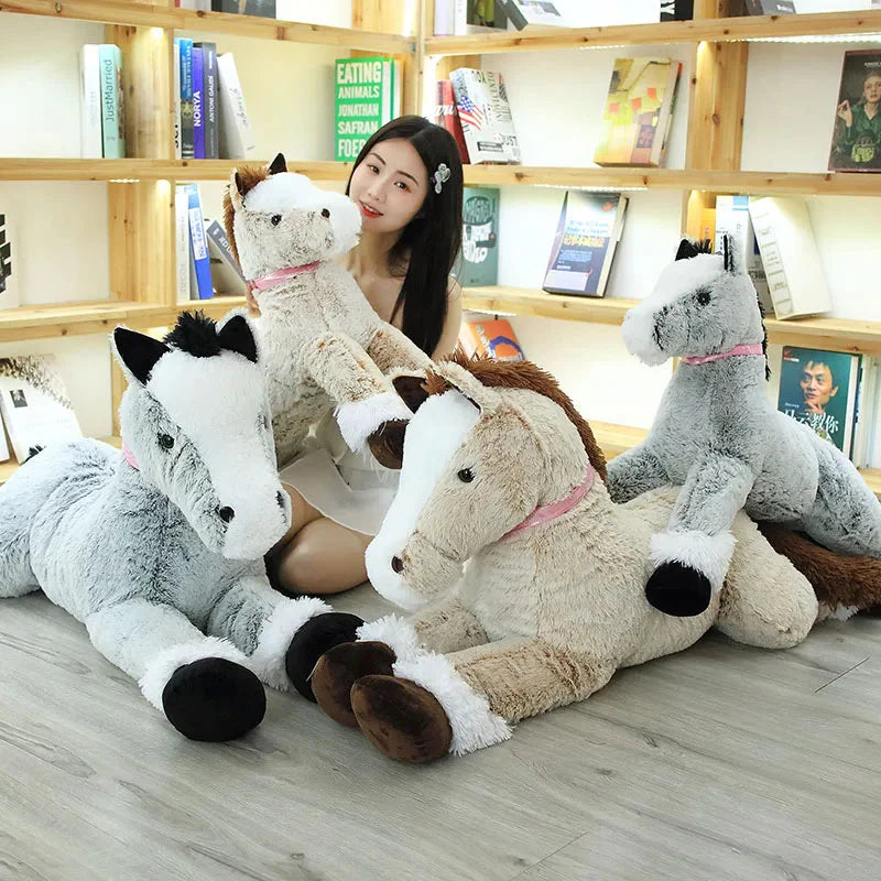 Luxuriously Soft and Adorable Giant Brown and Gray Horse Plush Toy