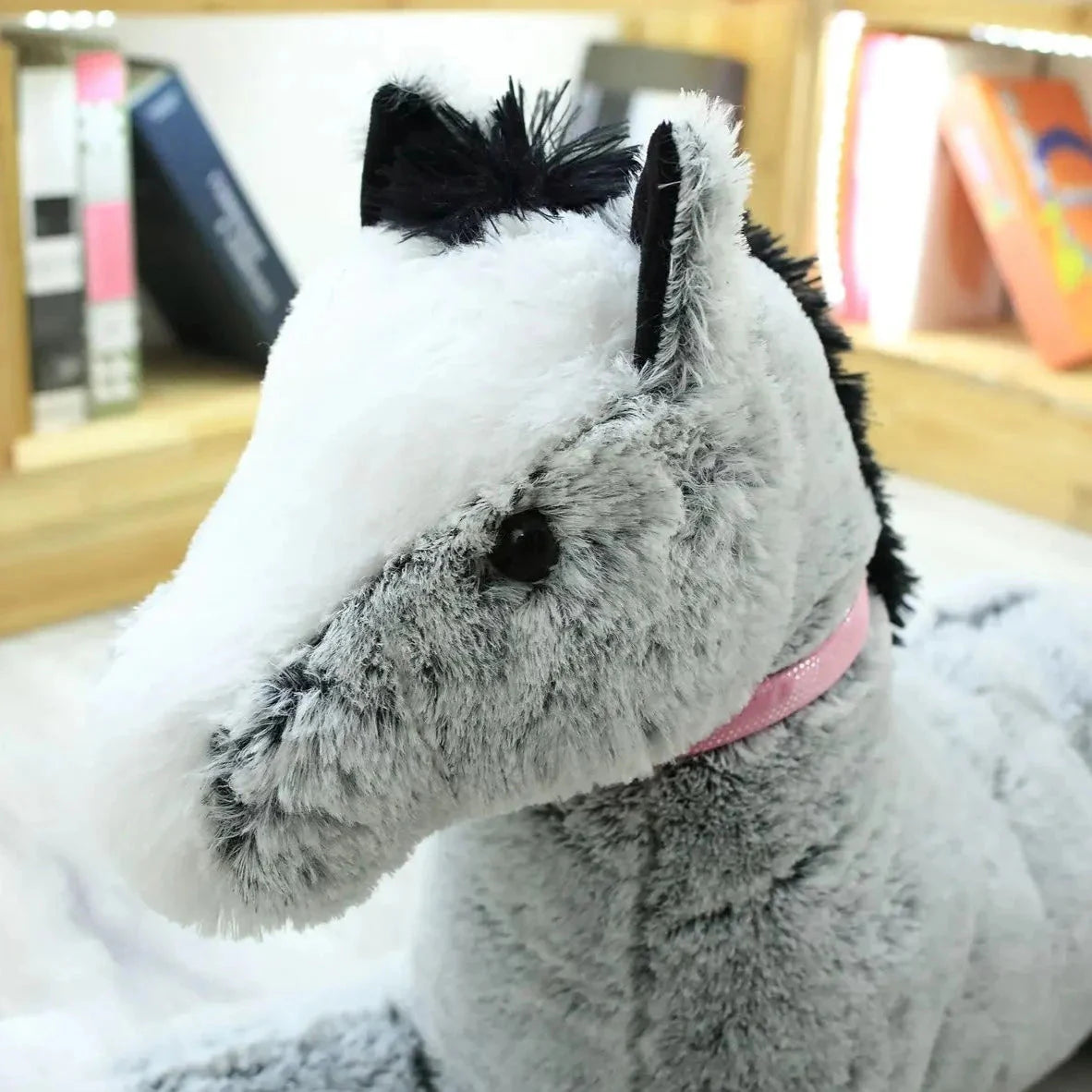 Luxuriously Soft and Adorable Giant Brown and Gray Horse Plush Toy
