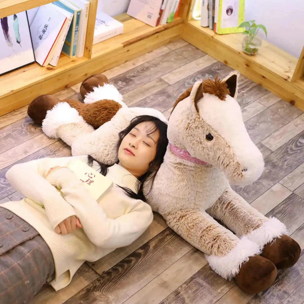 Luxuriously Soft and Adorable Giant Brown and Gray Horse Plush Toy