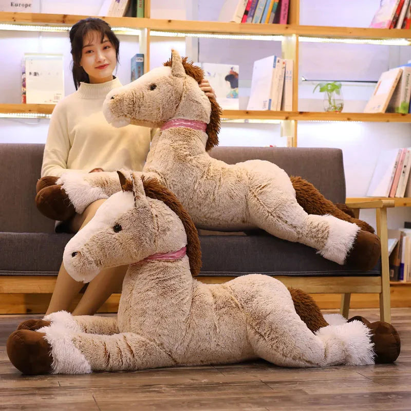 Luxuriously Soft and Adorable Giant Brown and Gray Horse Plush Toy