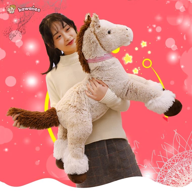 Luxuriously Soft and Adorable Giant Brown and Gray Horse Plush Toy
