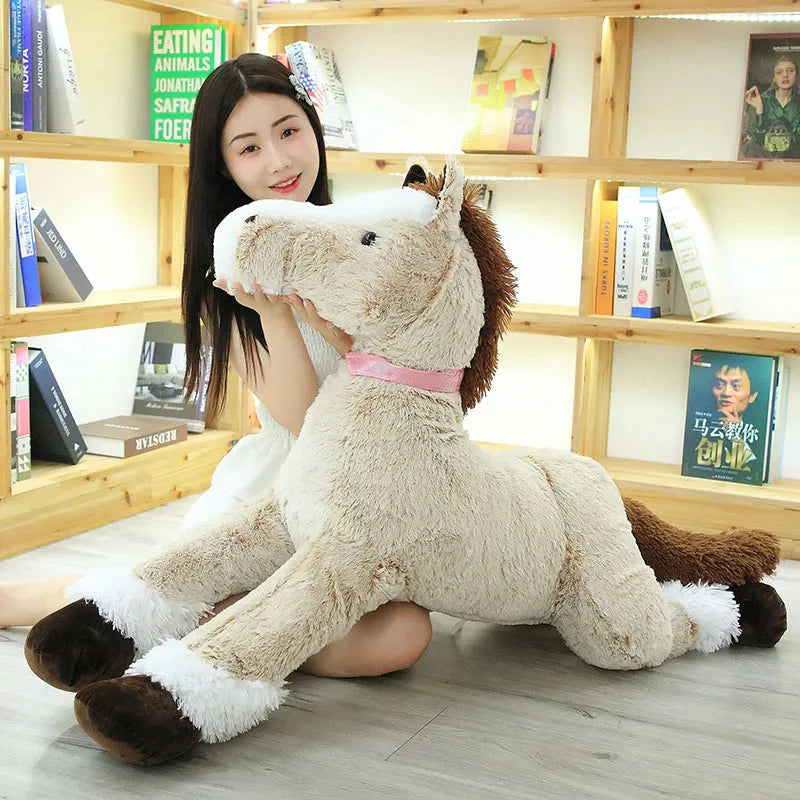 Luxuriously Soft and Adorable Giant Brown and Gray Horse Plush Toy