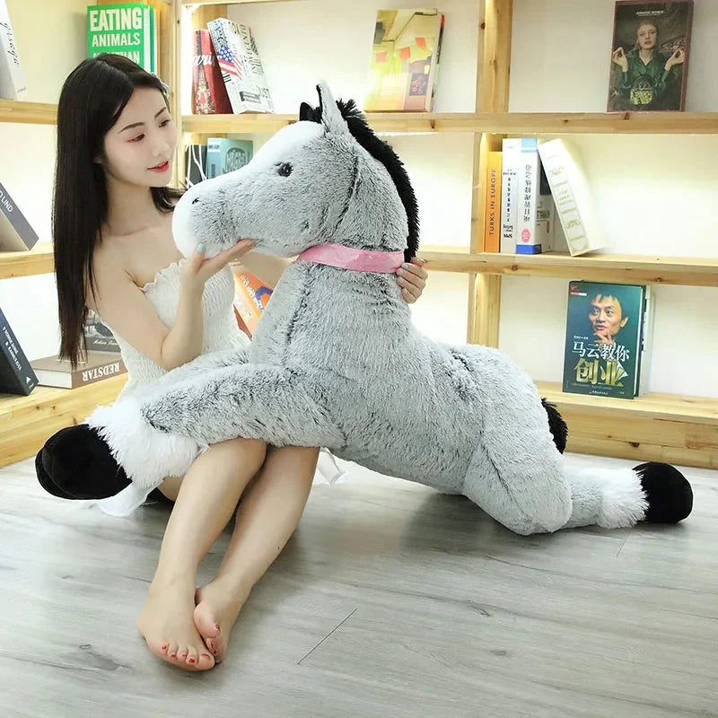 Luxuriously Soft and Adorable Giant Brown and Gray Horse Plush Toy