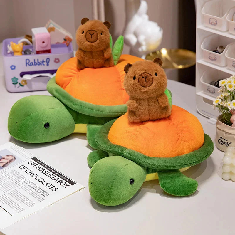 Vibrant Green and Orange Turtle Plush Backpack for Fun Adventures