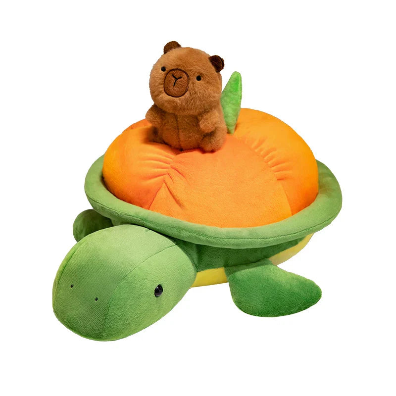 Vibrant Green and Orange Turtle Plush Backpack for Fun Adventures