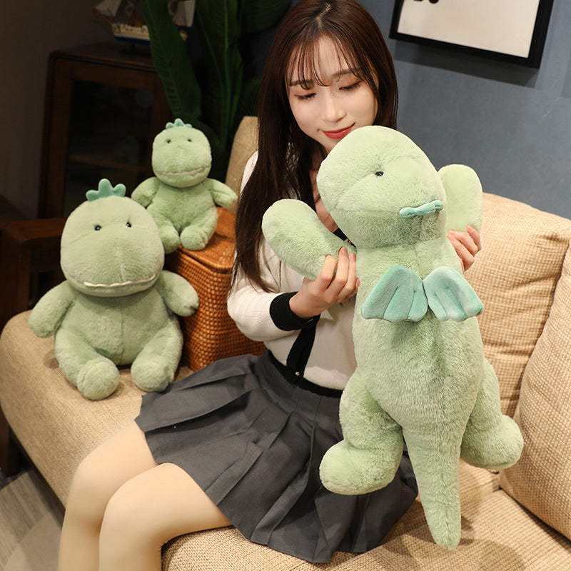 Meet Hajiro: Your Adorable Goofy Green Dinosaur Plush Companion!
