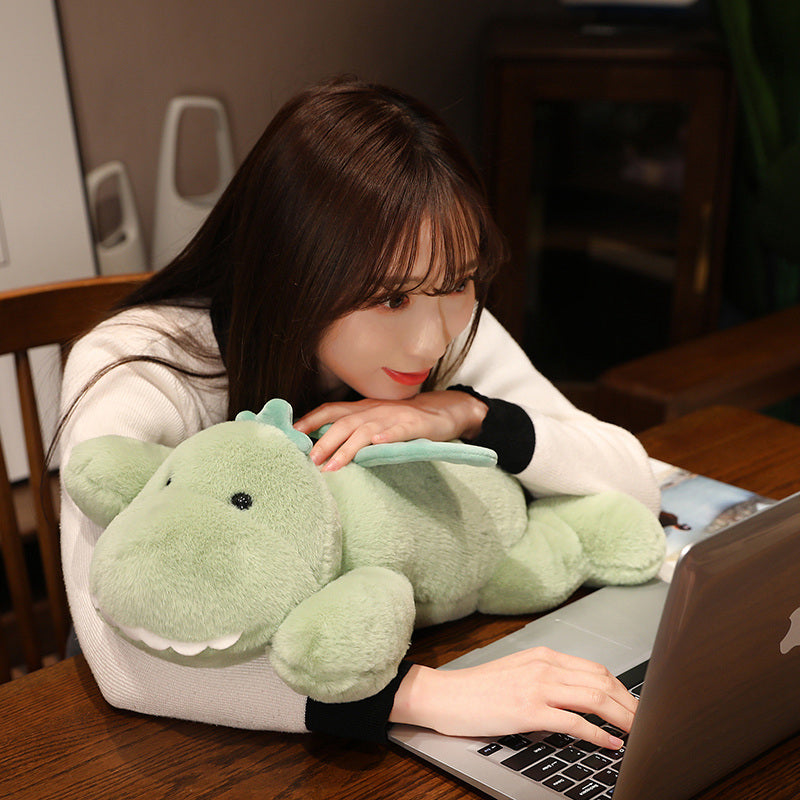 Meet Hajiro: Your Adorable Goofy Green Dinosaur Plush Companion!