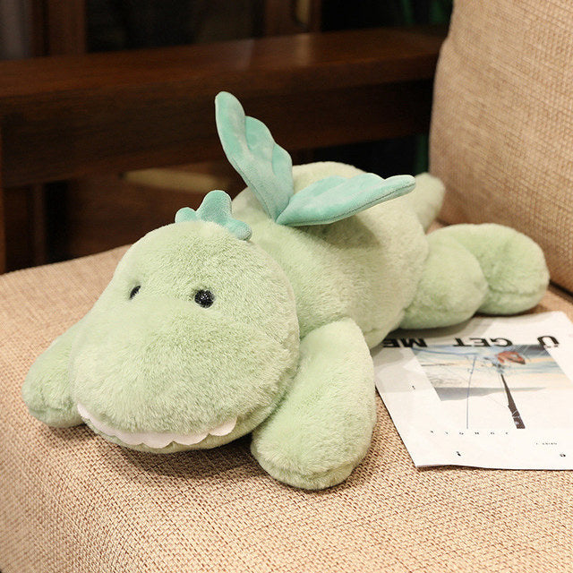 Meet Hajiro: Your Adorable Goofy Green Dinosaur Plush Companion!