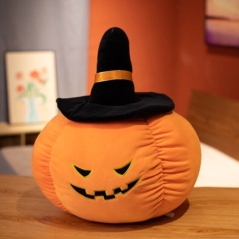 Spooky Pumpkin & Black Hat Plushie Halloween Collection