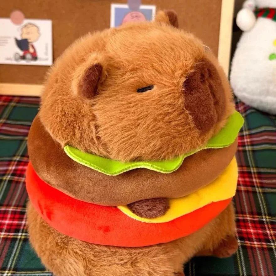Adorable Hamburger Capybara Plush Toy - Extra Fluffy and Cuddly!