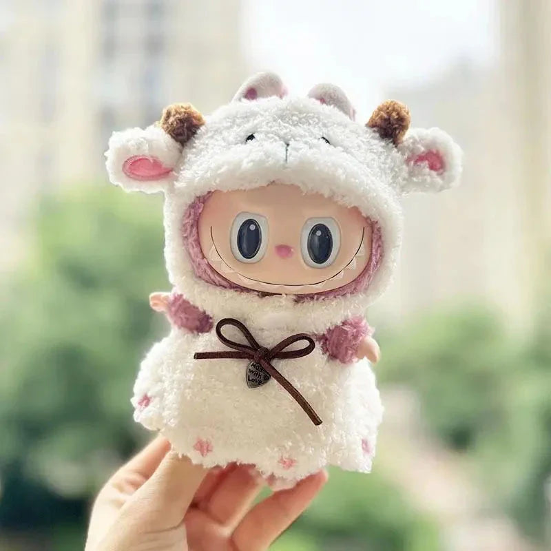 Handmade Labubu White Sheep Overalls Outfit