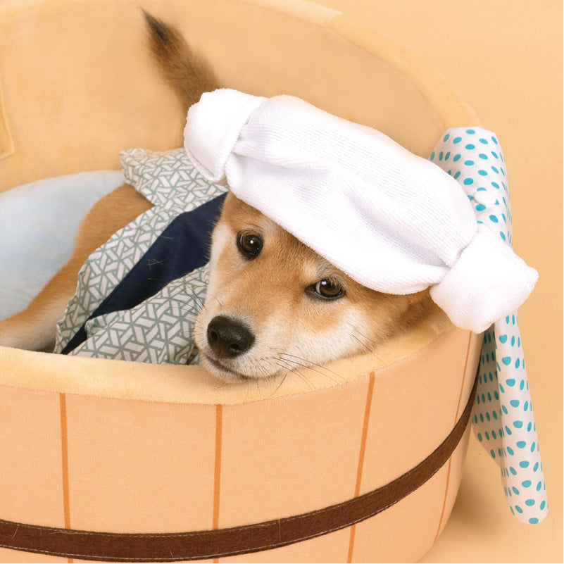 Cozy Japanese-Style Plush Bathtub Basket Bed for Cats and Dogs