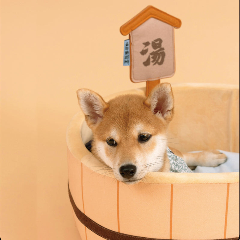 Cozy Japanese-Style Plush Bathtub Basket Bed for Cats and Dogs