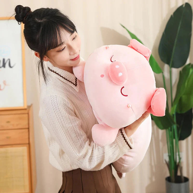 Adorable Jeju the Pig Plushie Snuggled in a Cozy Shell