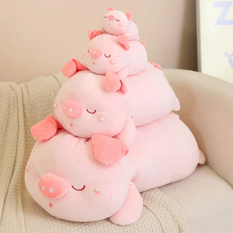 Adorable Jeju the Pig Plushie Snuggled in a Cozy Shell