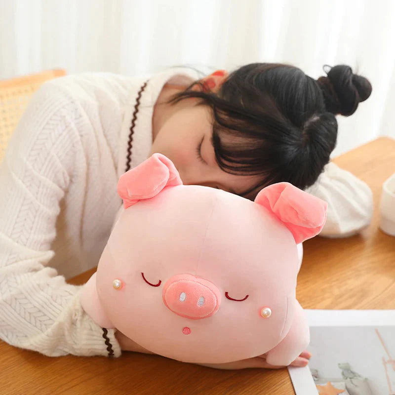 Adorable Jeju the Pig Plushie Snuggled in a Cozy Shell