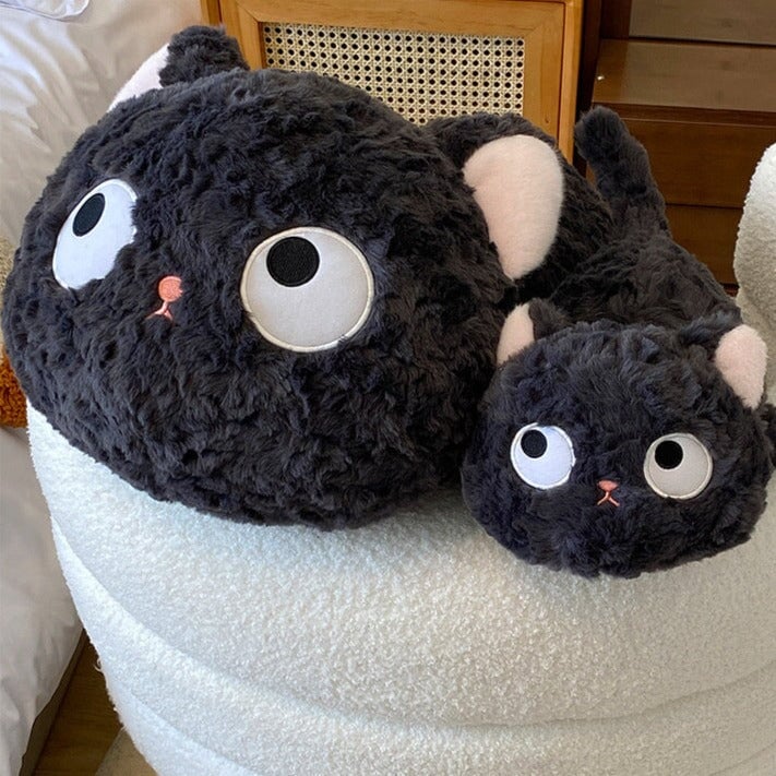 Adorable Laying Jiji the Fluffy Black Cat Plush Toy