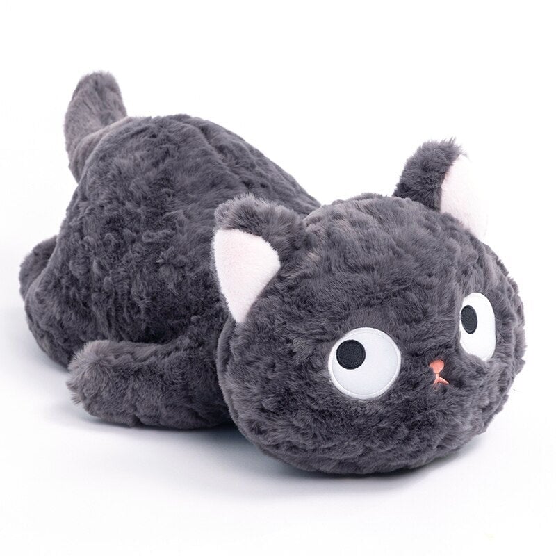 Adorable Laying Jiji the Fluffy Black Cat Plush Toy