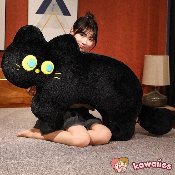 Cuddly JoJo the Black Cat Plush Pillow - Perfect for Cozy Naps!