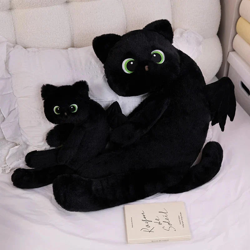 Adorable Winged Black Cat Plush Toy
