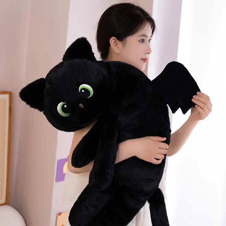 Adorable Winged Black Cat Plush Toy