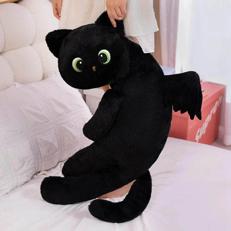 Adorable Winged Black Cat Plush Toy