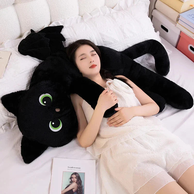 Adorable Winged Black Cat Plush Toy