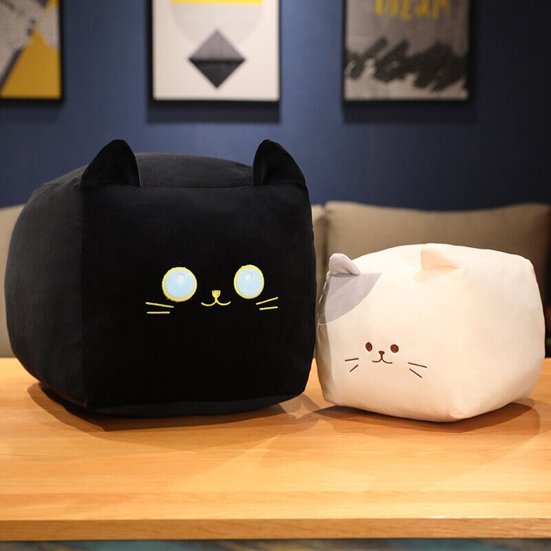 Adorable Black and White Cube Cat Plush Toys